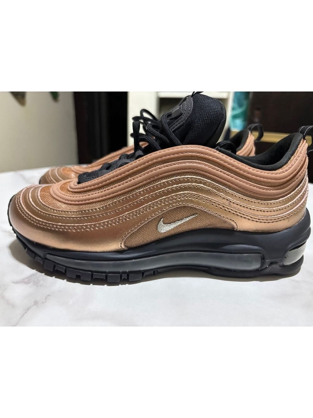 Nike Women's Air Max 97 in the Metallic Red Bronze - Picture 3 of 7